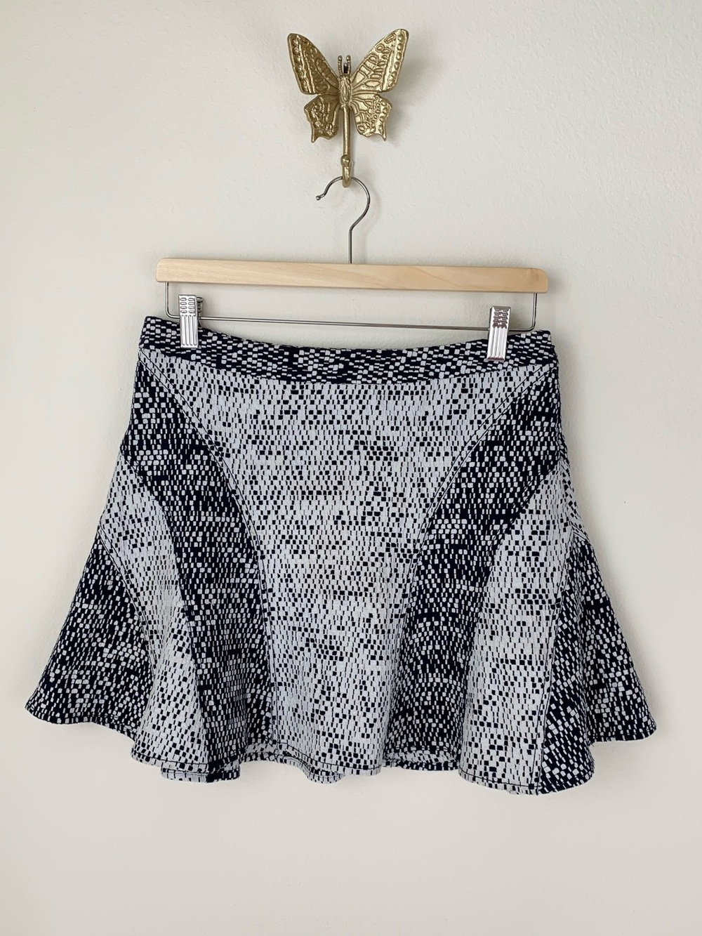 10 Crosby Derek Lam Blue & White Patterned A-Line Skater Skirt